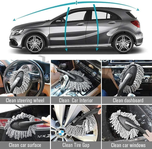 Azriel® 7 PCS Car Cleaning Kit with 3-in-1 Mini Vacuum Cleaner, Microfiber Cloth, Duster, Wheel Brush, Anti-Fog Spray & Glass Cleaning Tools (7 in 1 Car Combo)