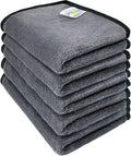 SOFTSPUN Microfiber Super Absorbent Small Wipes, 500 GSM 20X30 Cms 5 Pieces Grey! Silk Banded Edge Towel Set Extra Thick Microfiber Cleaning Cloths Perfect for Bike